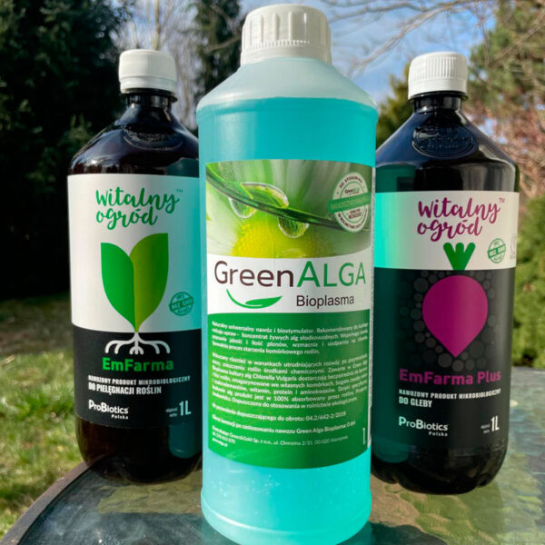 To czego Twoje rośliny i gleba potrzebują najbardziej! Green Alga 1l / EmFarma 1l / EmFarma+ 1l