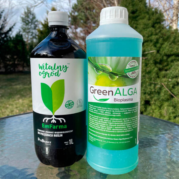 Najlepszy zestaw dla roślin Green Alga 1l i EmFarma Witalny Ogród 1l